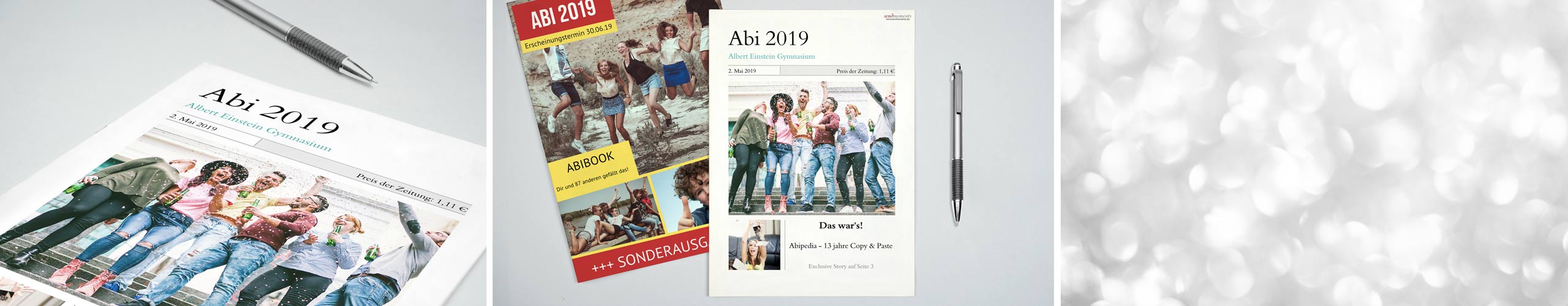 Abizeitung mit verschiedenen Motiven