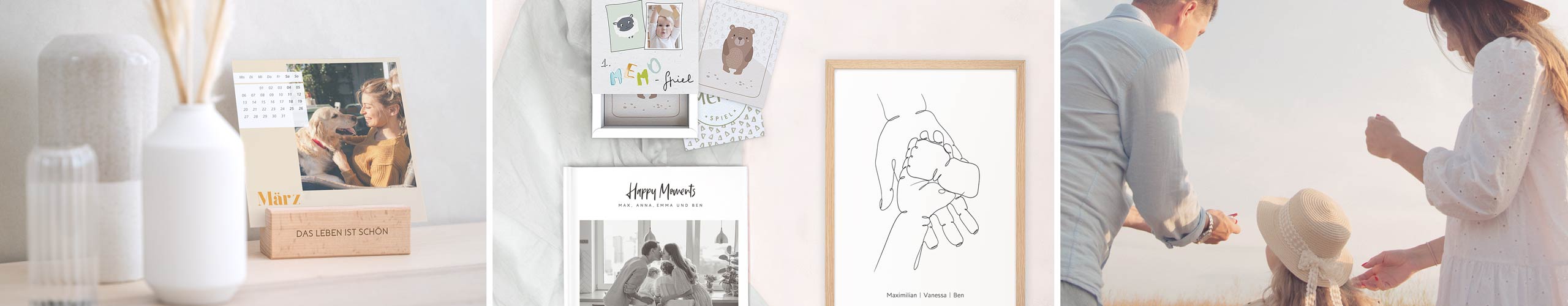 Personalisiertes Wandbild, Memo-Spiel und Fotobuch als Geschenkideen für die Familie