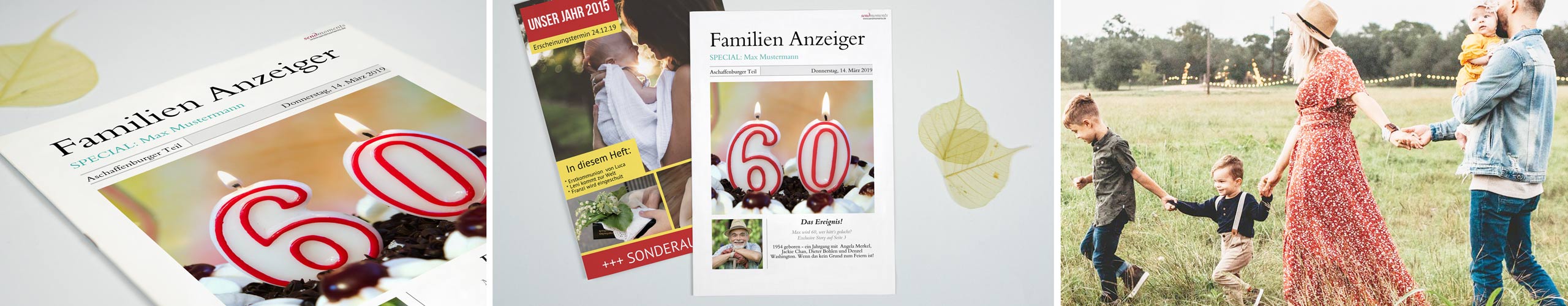 Familienzeitung in verschiedenen Design-Varianten