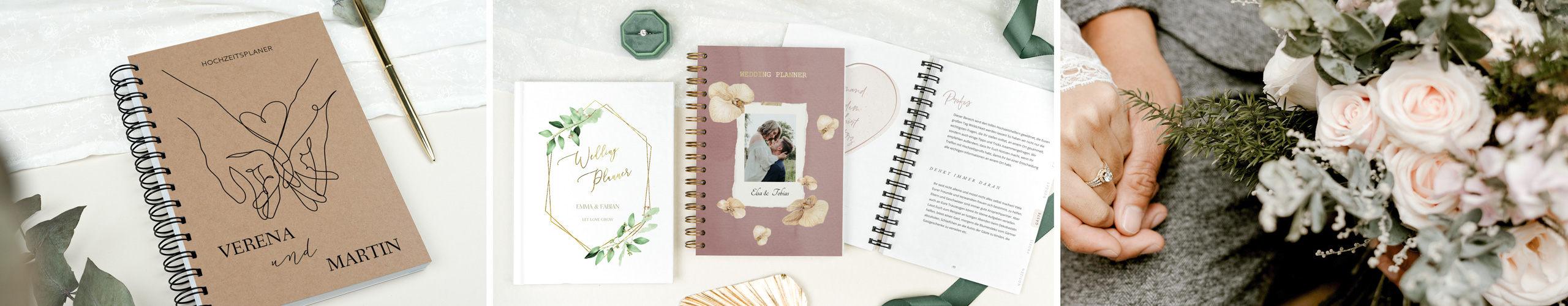 Personalisierte Hochzeitsplaner-Bücher in verschiedenen Designs