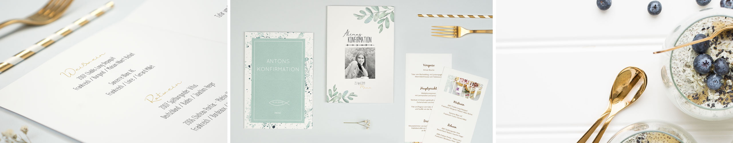 Menükarten für die Konfirmation jetzt einfach online gestalten Menükarten für die Konfirmation mit Personalisierung