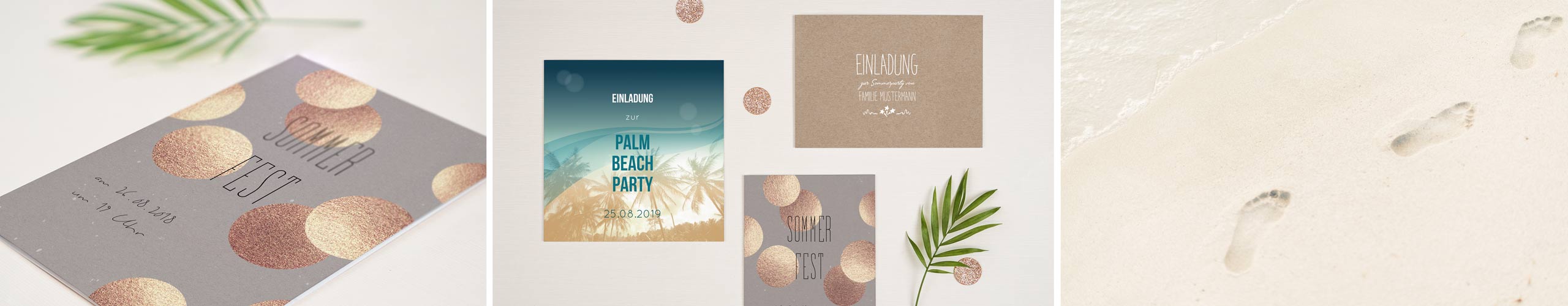 Einladungskarten zum Sommerfest in unterschiedlichen Formaten und Designs