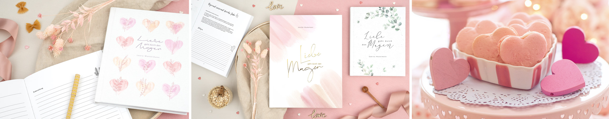 Rezeptbücher zum Valentinstag mit individuellen Motiven