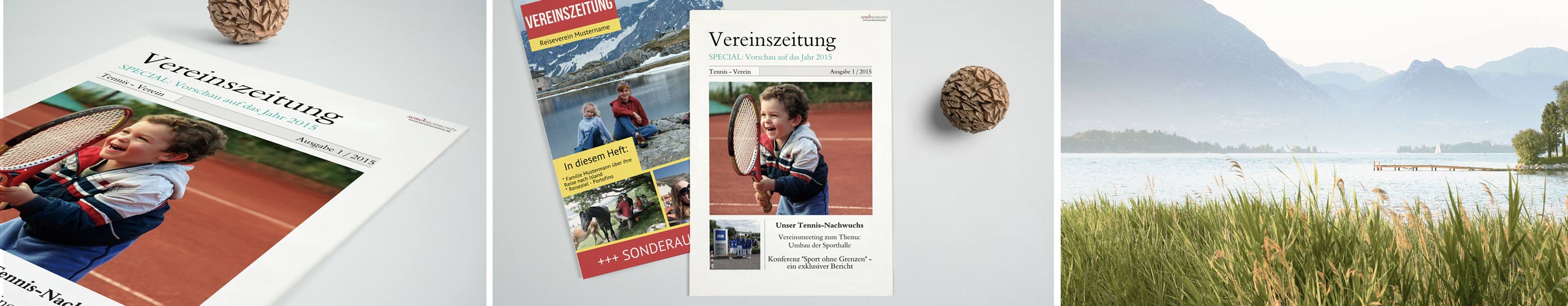 Vereinszeitungen mit verschiedenen Motiven