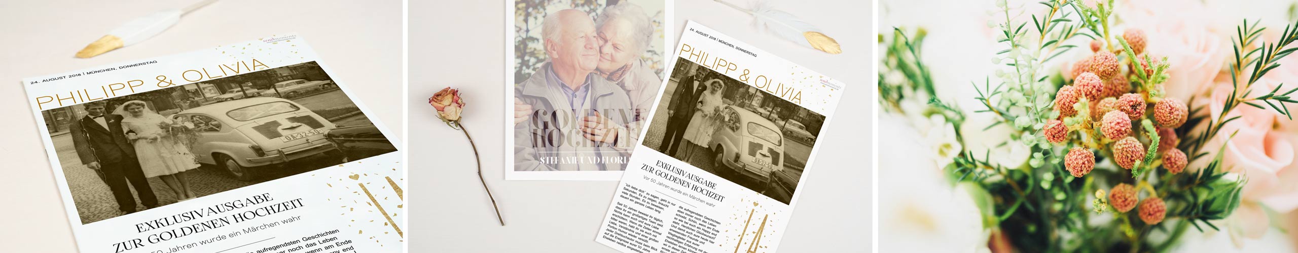 Zeitung zur Goldenen Hochzeit gestalten Zeitung zur Goldenen Hochzeit in verschiedenen Designs