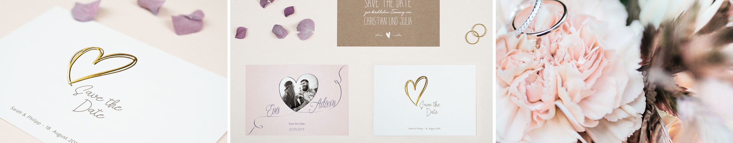 Save the Date-Karten mit verschiedenen Motiven