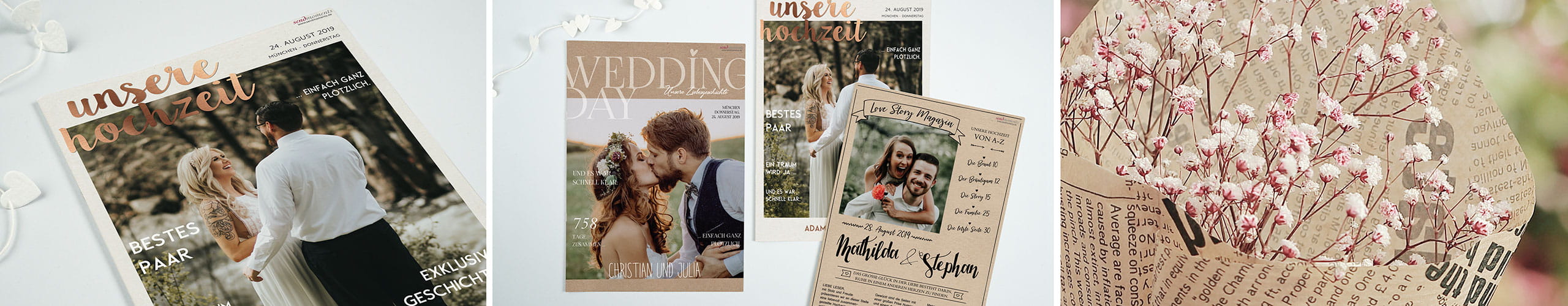 Hochzeitszeitung in verschiedenen Designs
